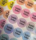 Colorful Round Rainbow Glitter Labels Personalized: Waterproof School Stickers