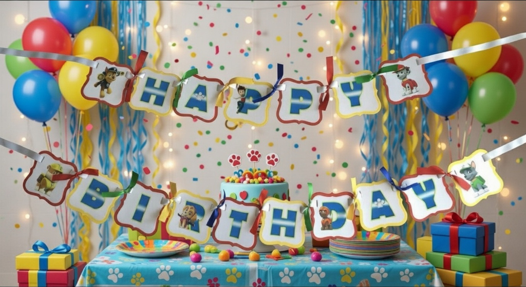 Party Banner Character personalized Birthday  banner dog