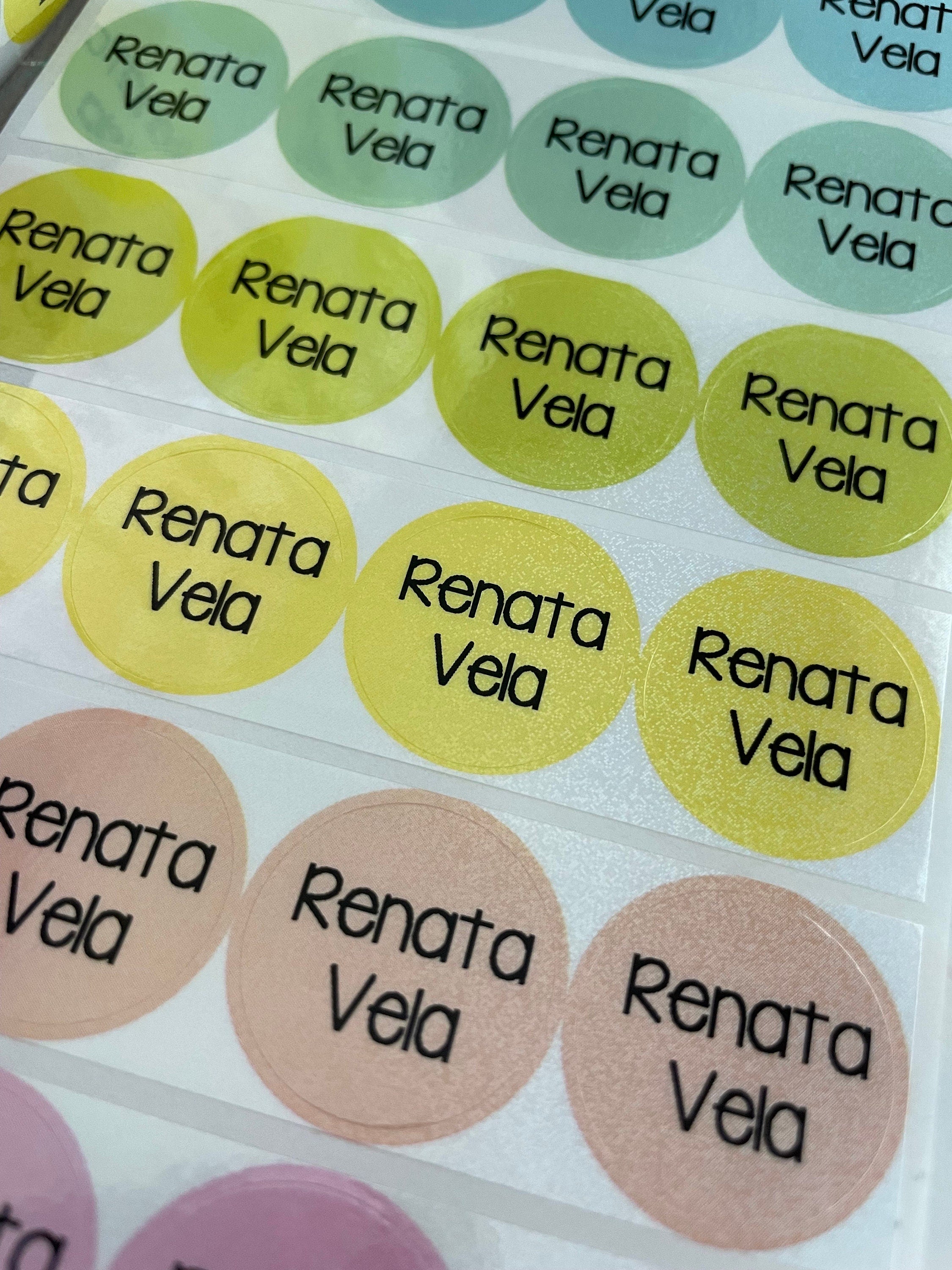 Colorful Round Rainbow Glitter Labels Personalized: Waterproof School Stickers