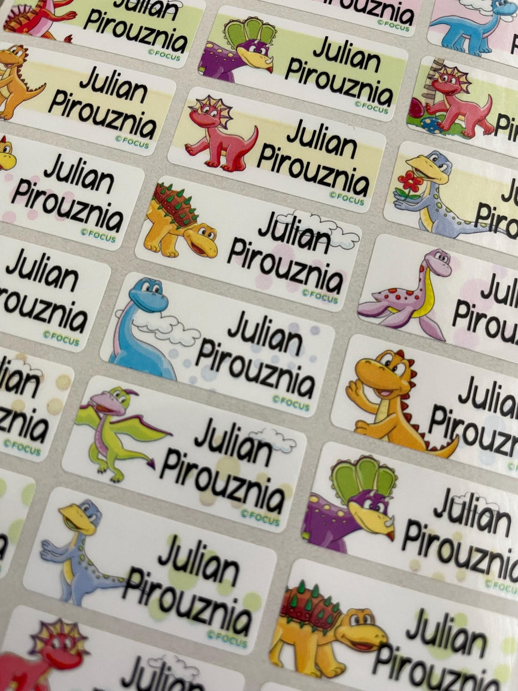 Dinosaur Name Labels: Waterproof Kids Stickers, School & Daycare