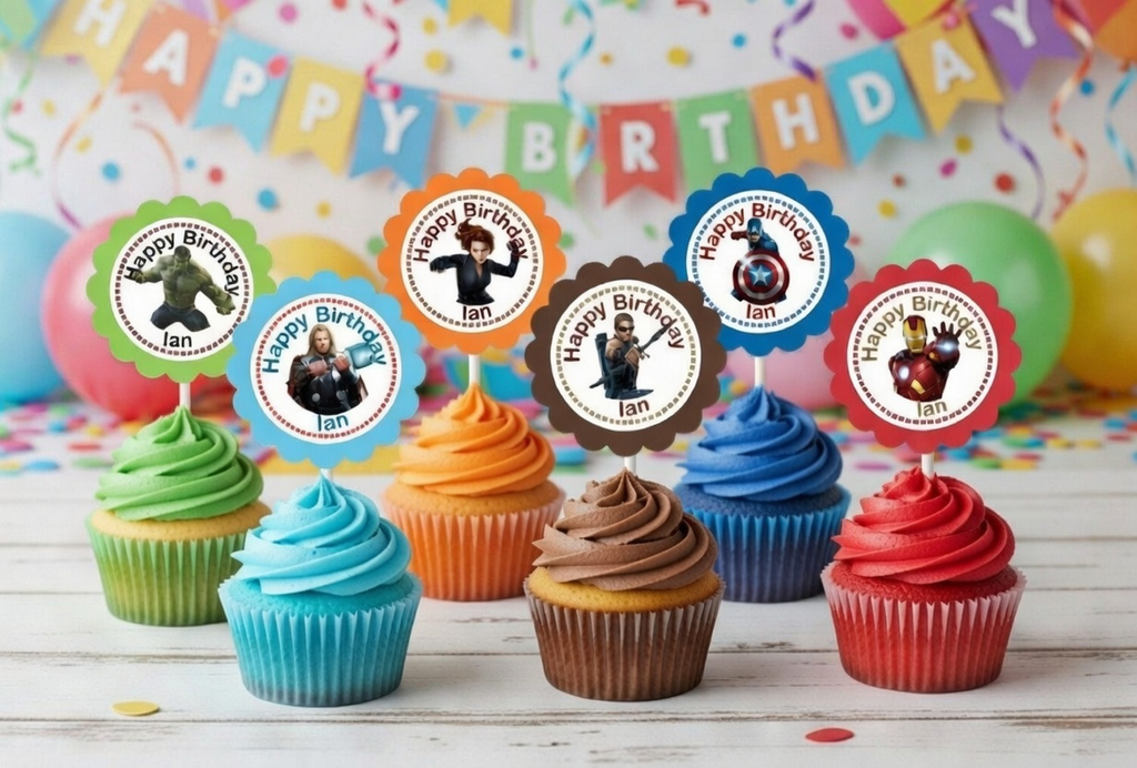 Party Cupcake Topper Decoration Superheroes