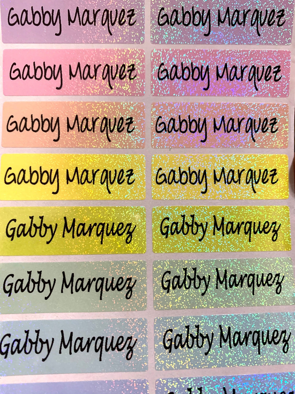 Colorful Glitter rainbow Waterproof Daycare Stickers