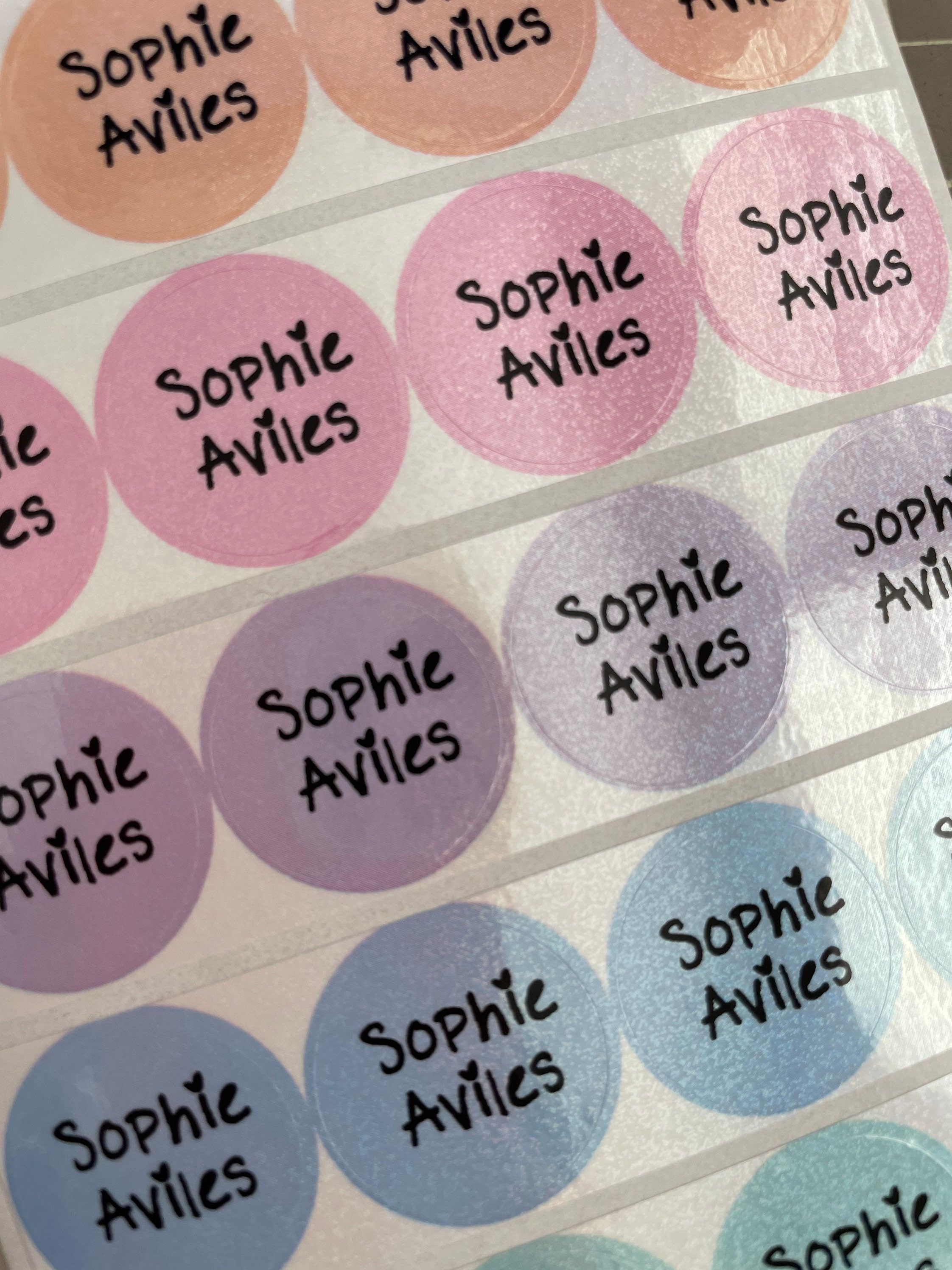 Colorful Round Rainbow Glitter Labels Personalized: Waterproof School Stickers