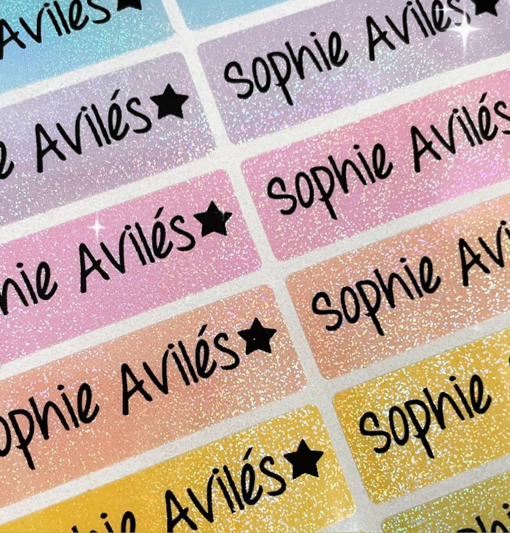 Colorful Glitter rainbow Waterproof Daycare Stickers