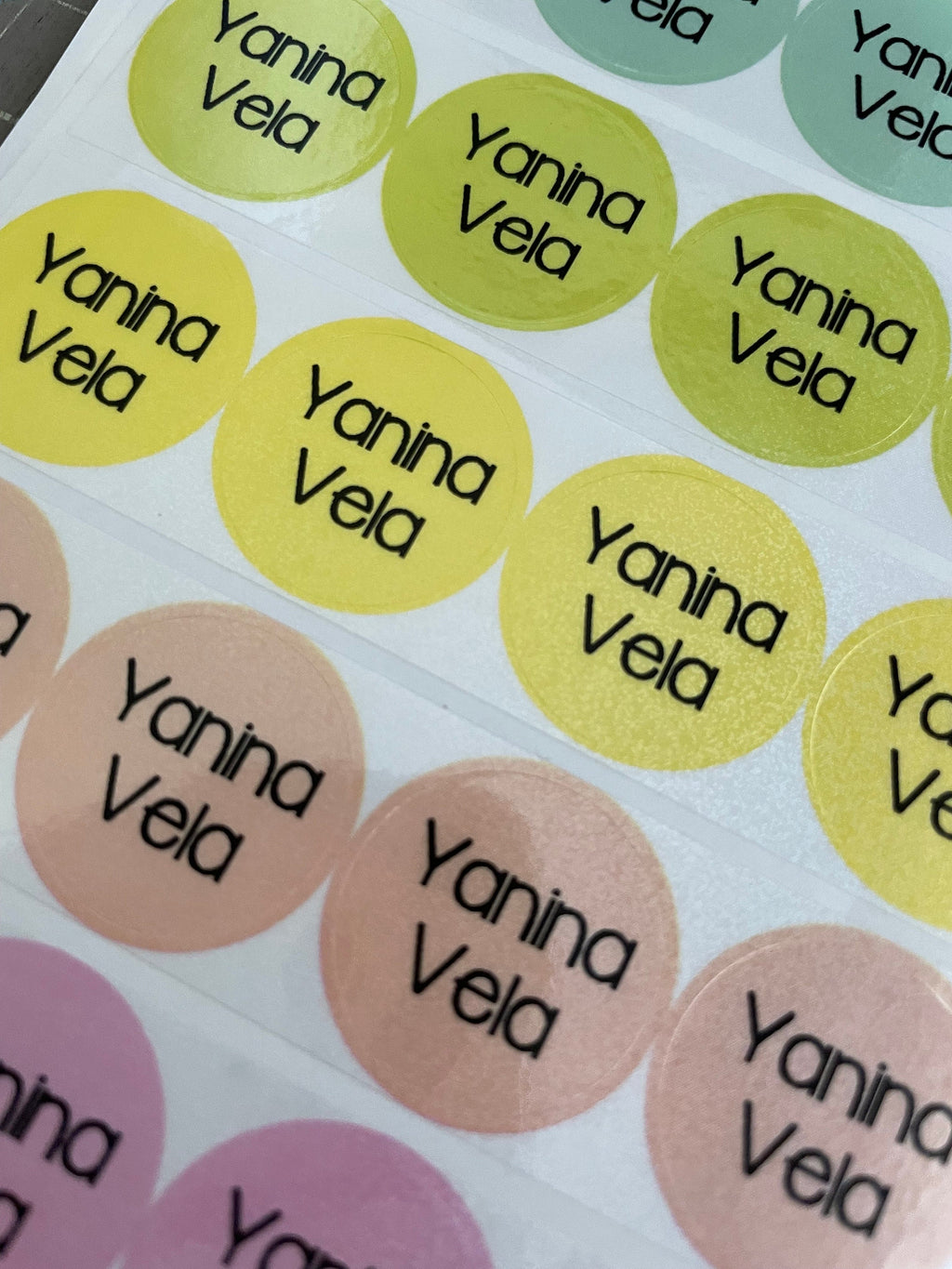 Colorful Round Rainbow Glitter Labels Personalized: Waterproof School Stickers