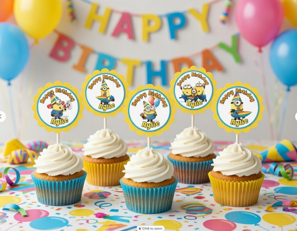 Party Cupcake Topper Decoration designs Yellow