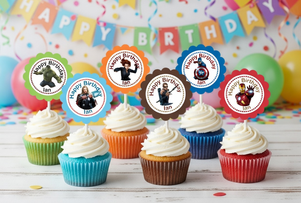 Party Cupcake Topper Decoration Superheroes