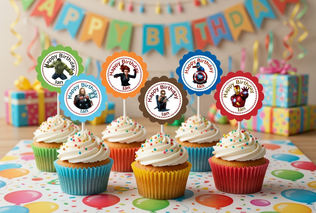Party Cupcake Topper Decoration Superheroes