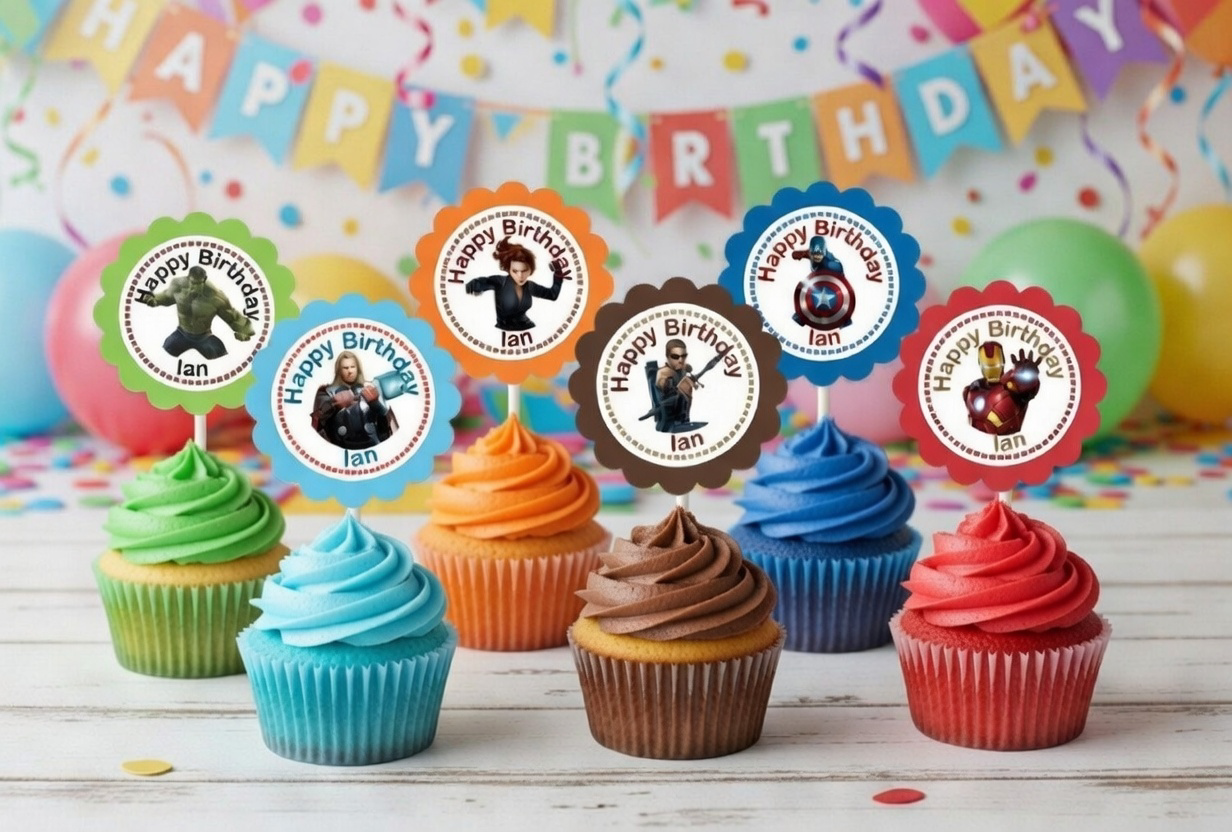 Party Cupcake Topper Decoration Superheroes