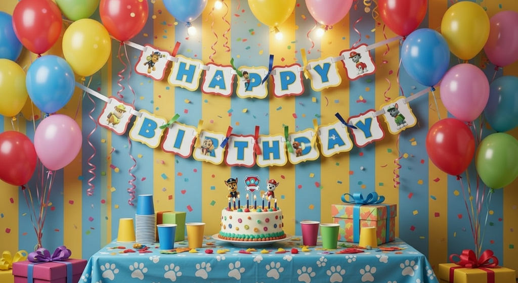 Party Banner Character personalized Birthday  banner dog