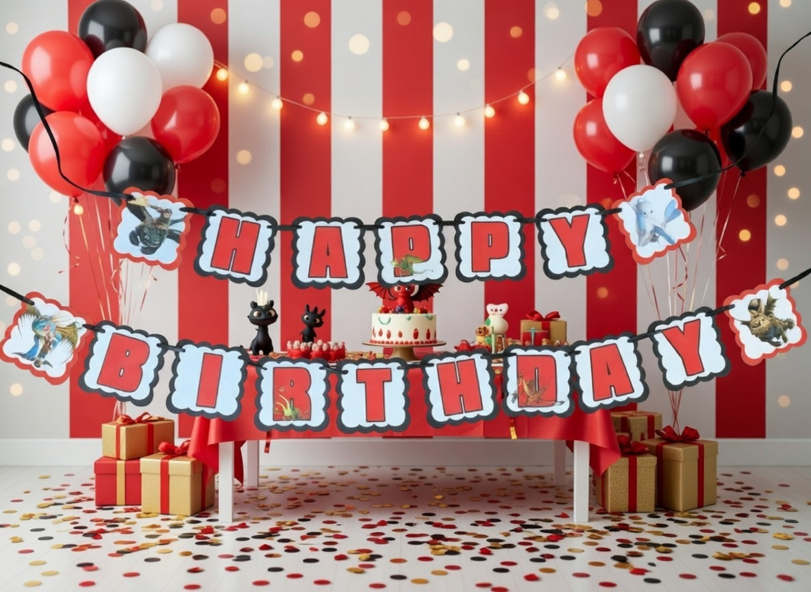 Party Banner Character personalized Birthday  banner dragon