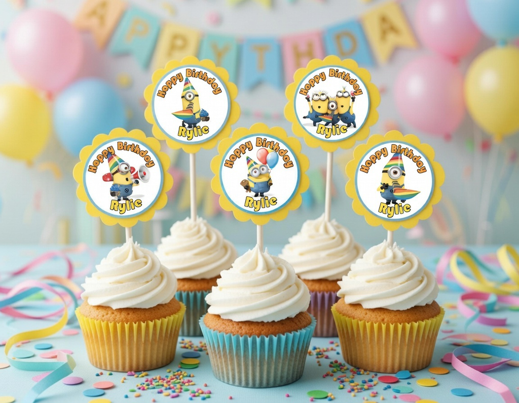 Party Cupcake Topper Decoration designs Yellow