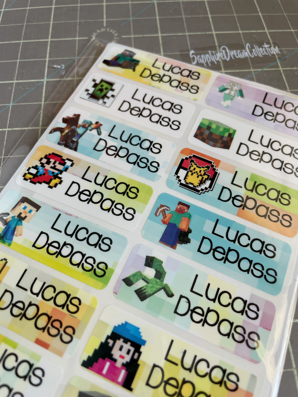 Character Minecraft Personalized  Kids Name Labels