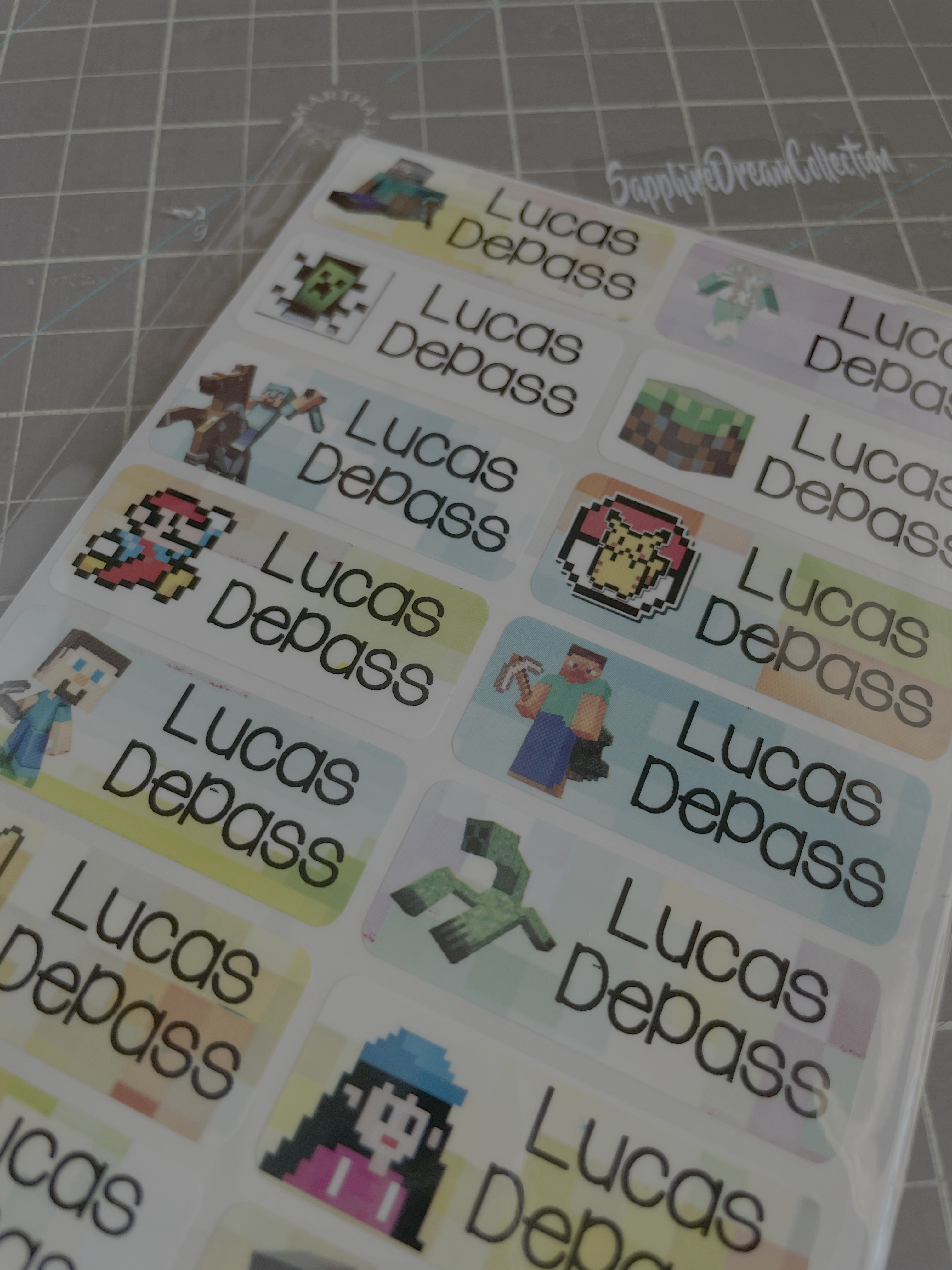 Character Minecraft Personalized  Kids Name Labels