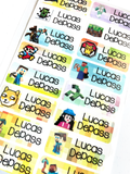 Character Minecraft Personalized  Kids Name Labels