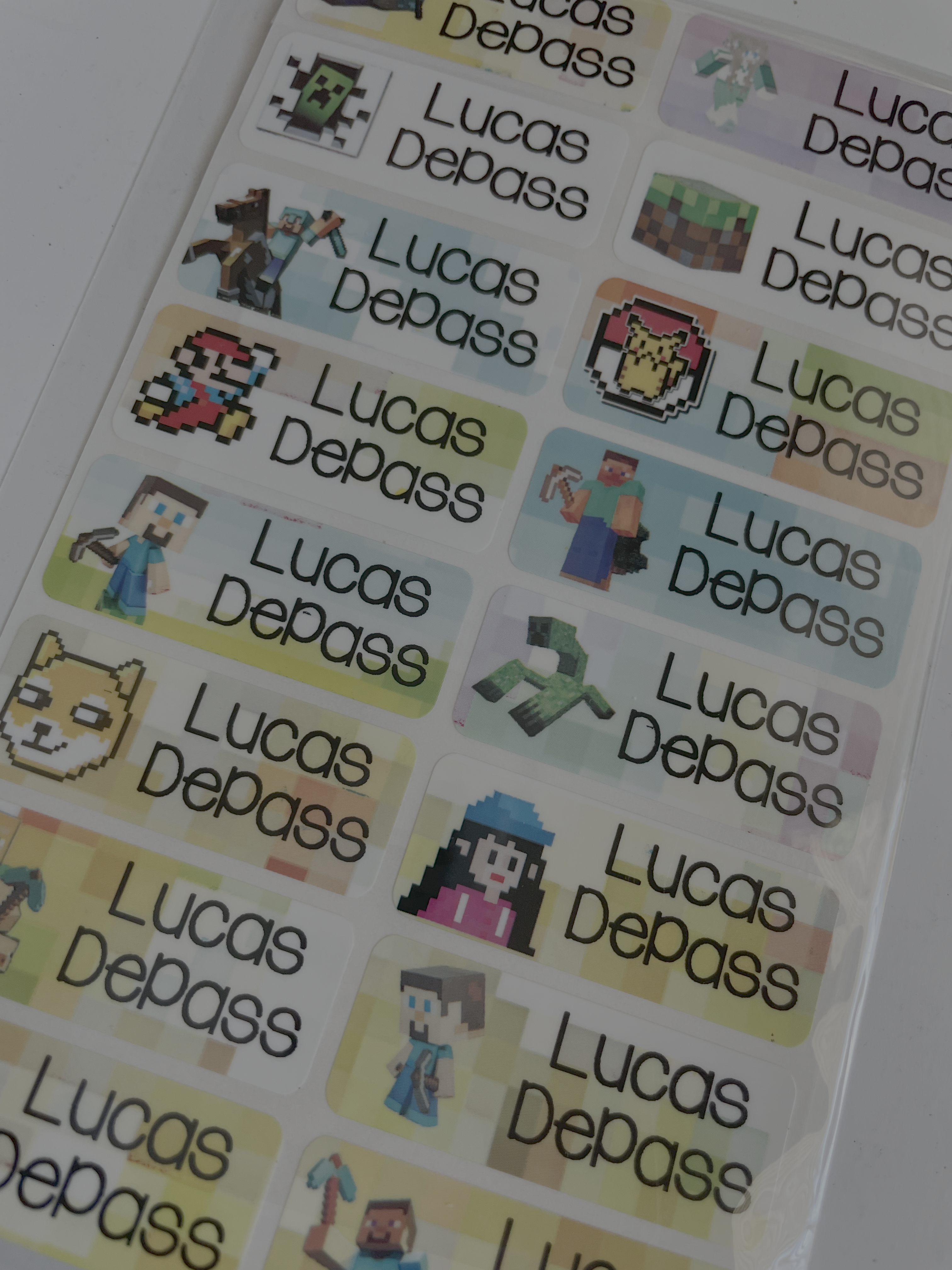Character Minecraft Personalized  Kids Name Labels