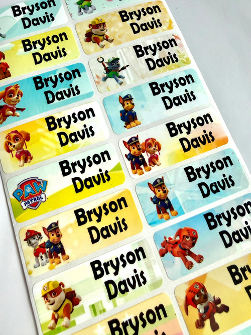 Character Paw Patrol Personalized  Kids Name Labels