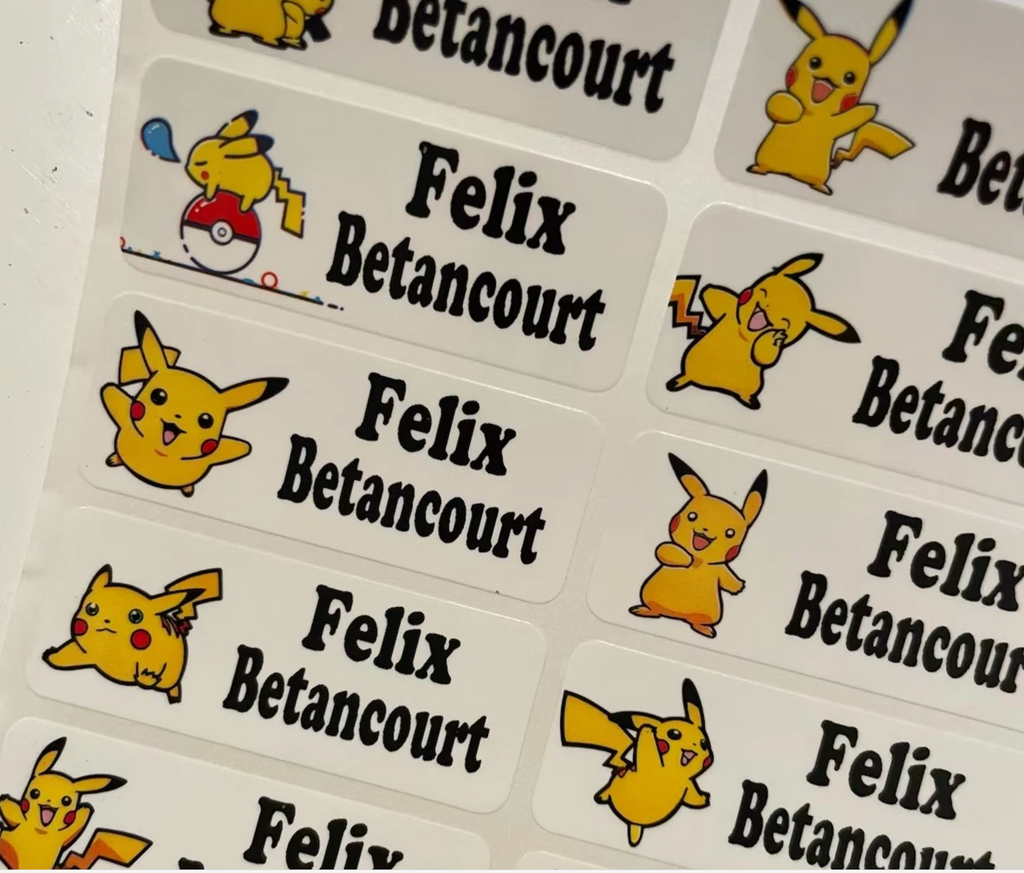 Character pokemon pikachu school  Personalized Kids Name Labels stickers Large