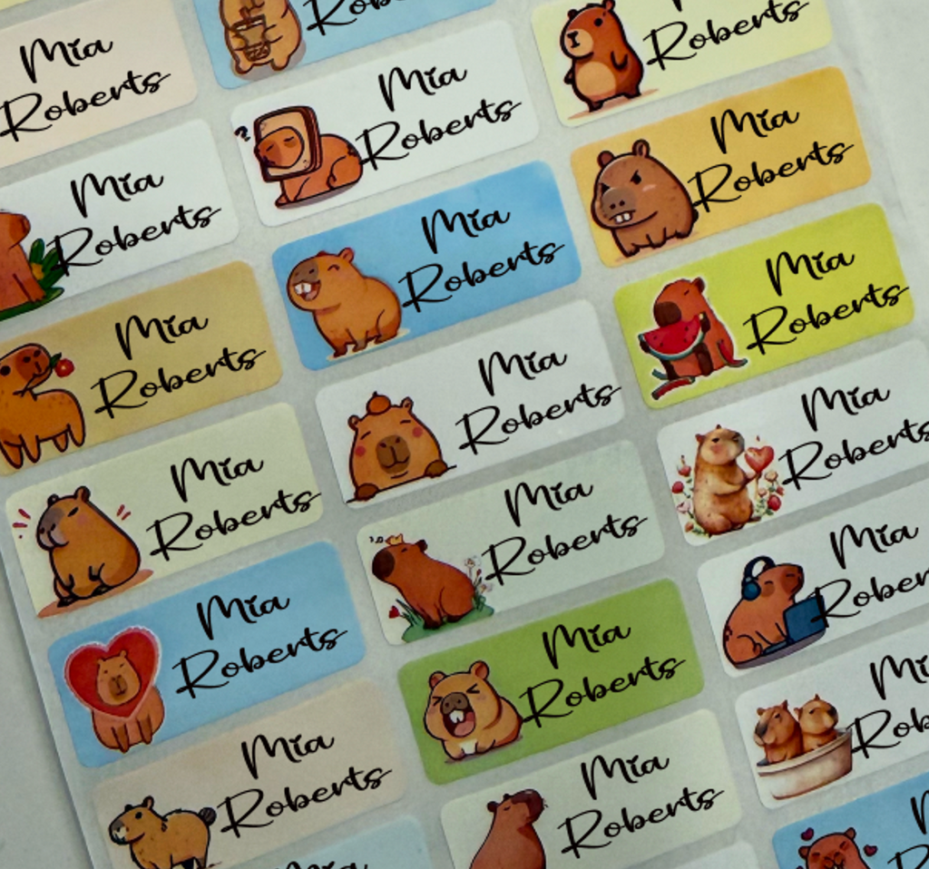 kids Capybara Personalized Waterproof Name Labels