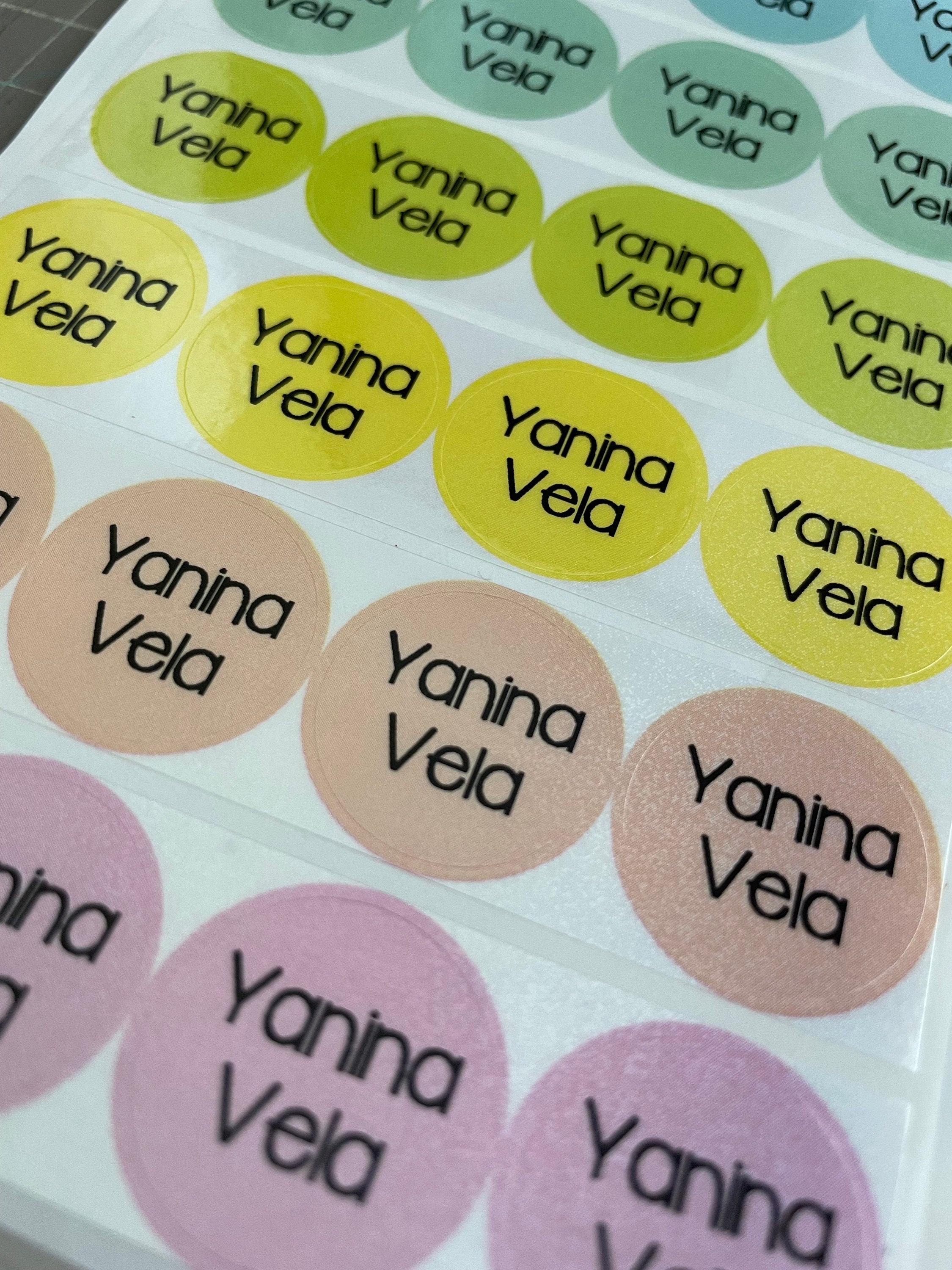 Colorful Round Rainbow Glitter Labels Personalized: Waterproof School Stickers