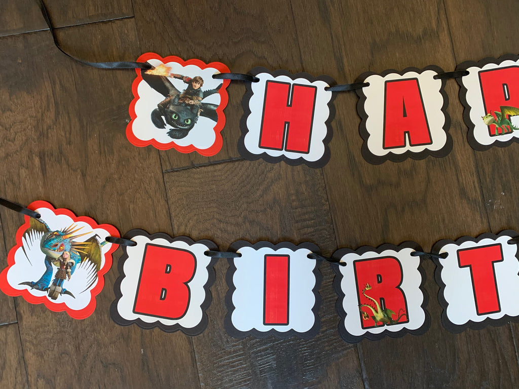 Party Banner Character personalized Birthday  banner dragon