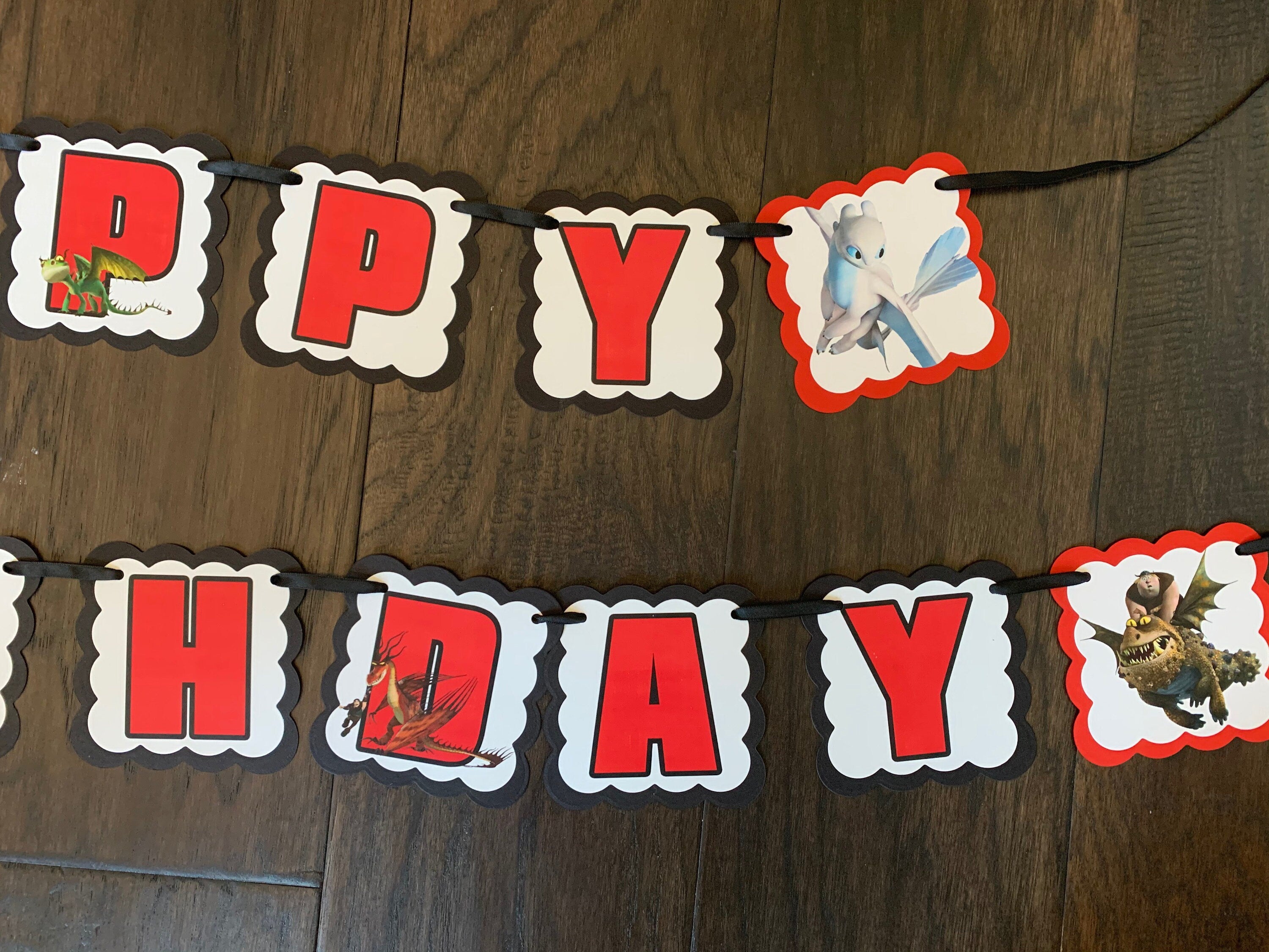 Party Banner Character personalized Birthday  banner dragon