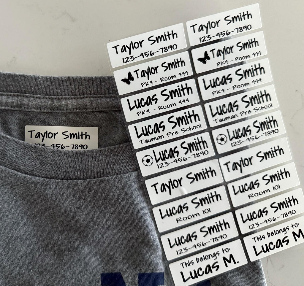 Iron On Fabric  Labels 16 Large White Personalized