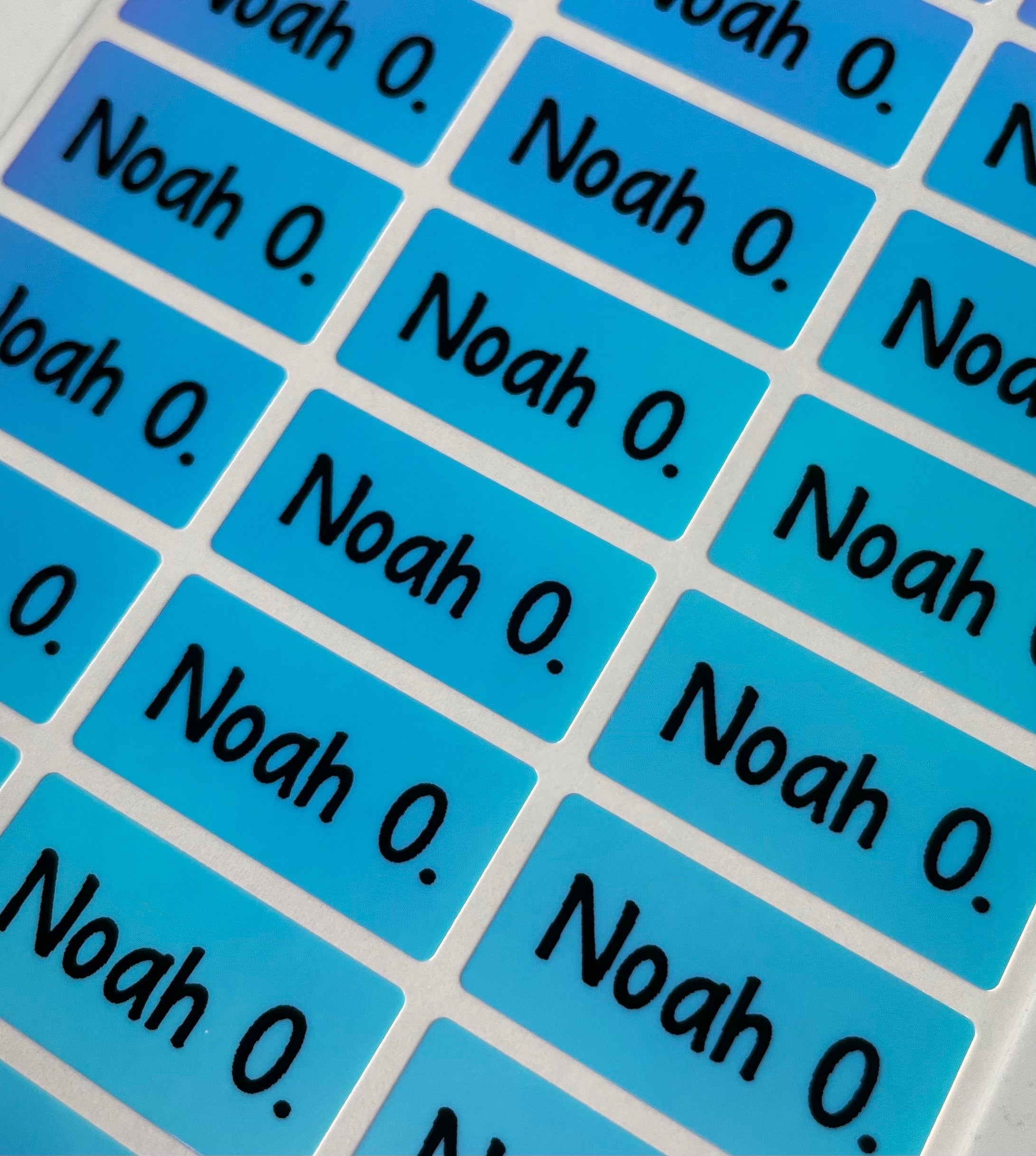 Holographic Blue Personalized Waterproof Name Labels