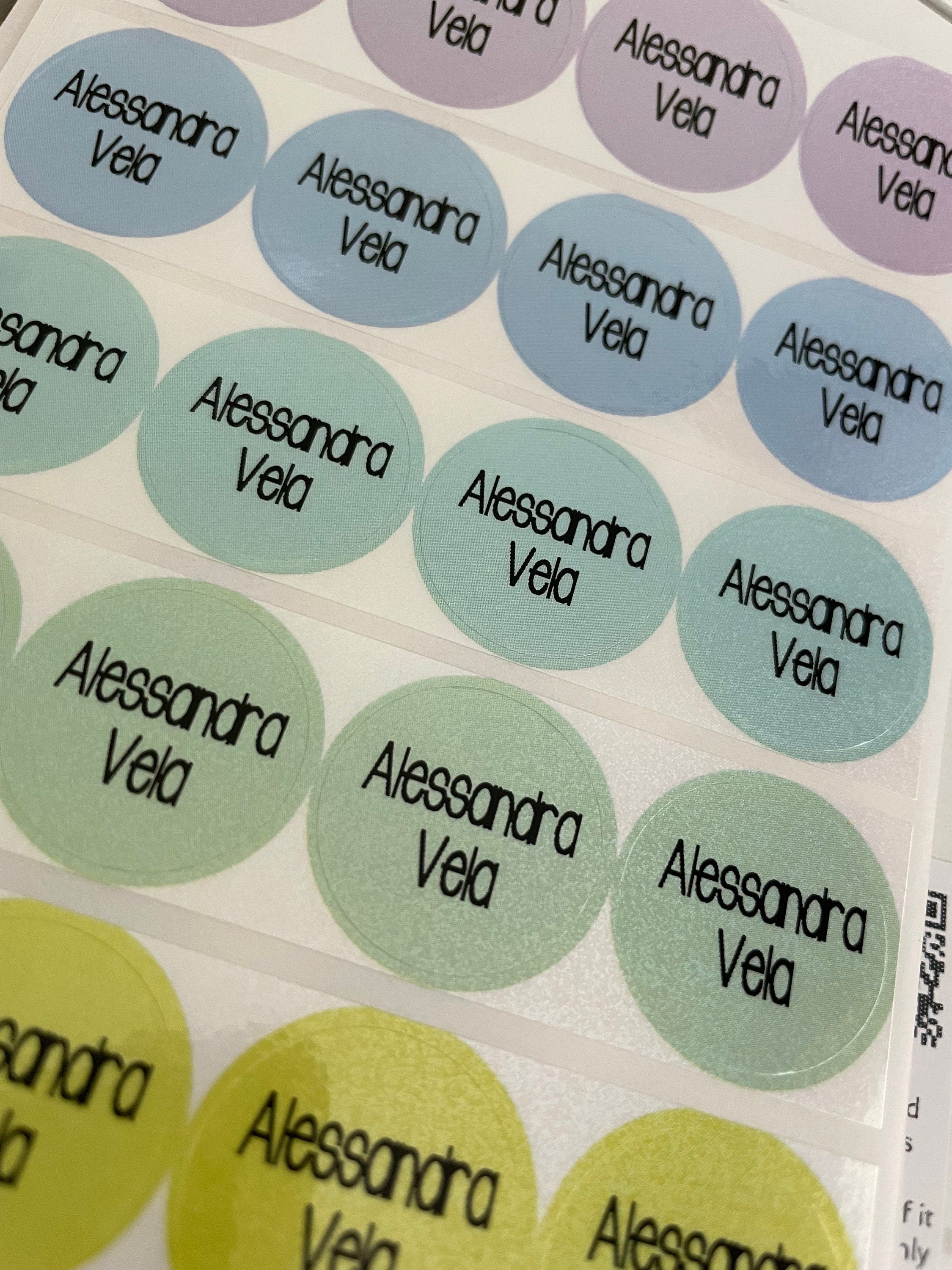 Colorful Round Rainbow Glitter Labels Personalized: Waterproof School Stickers