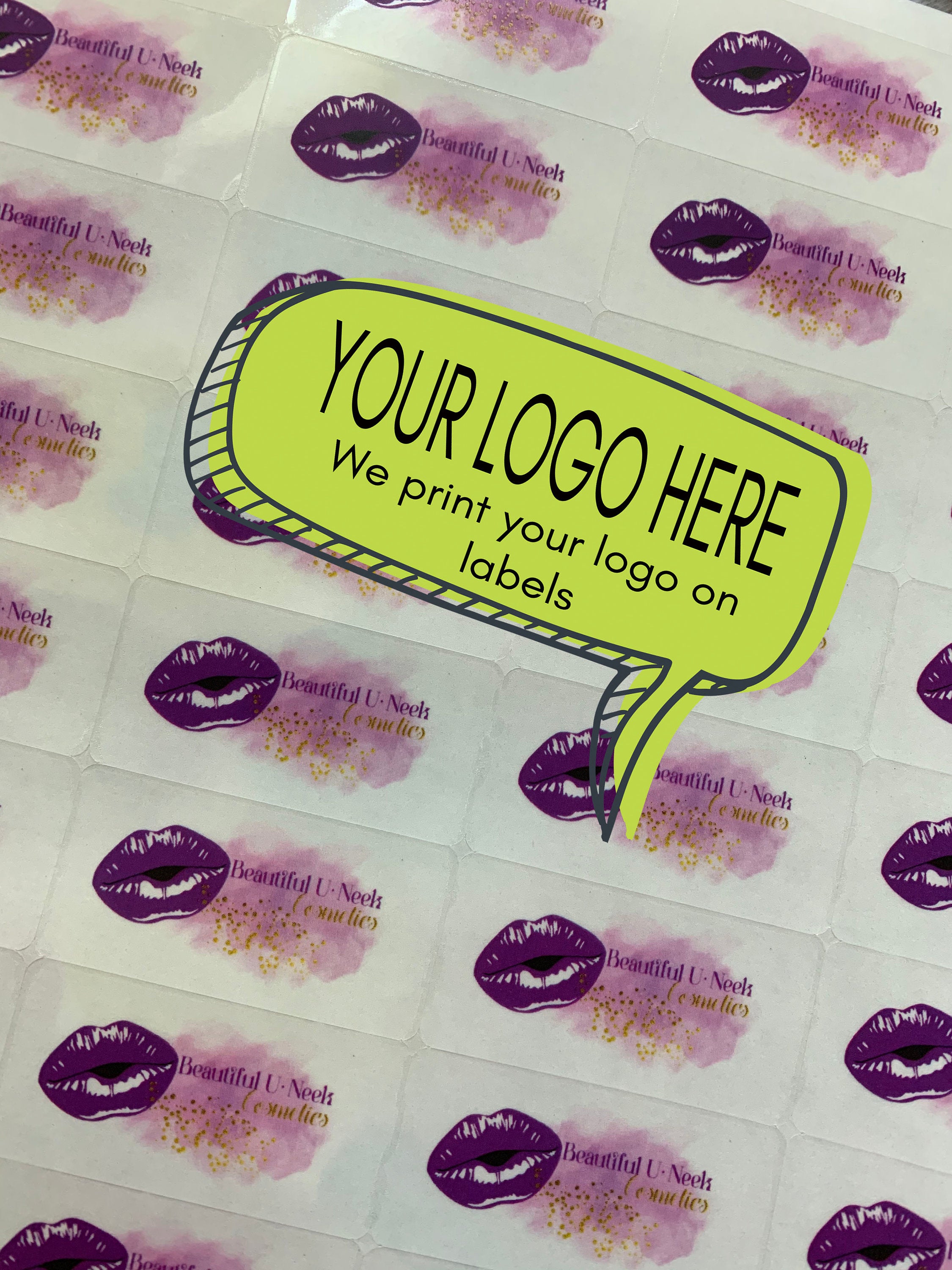 Lip Gloss custom Stickers Personalized Clear Cosmetic Labels: custom Logo, Lash