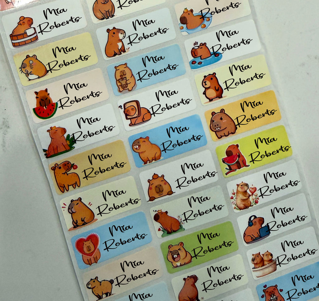 kids Capybara Personalized Waterproof Name Labels