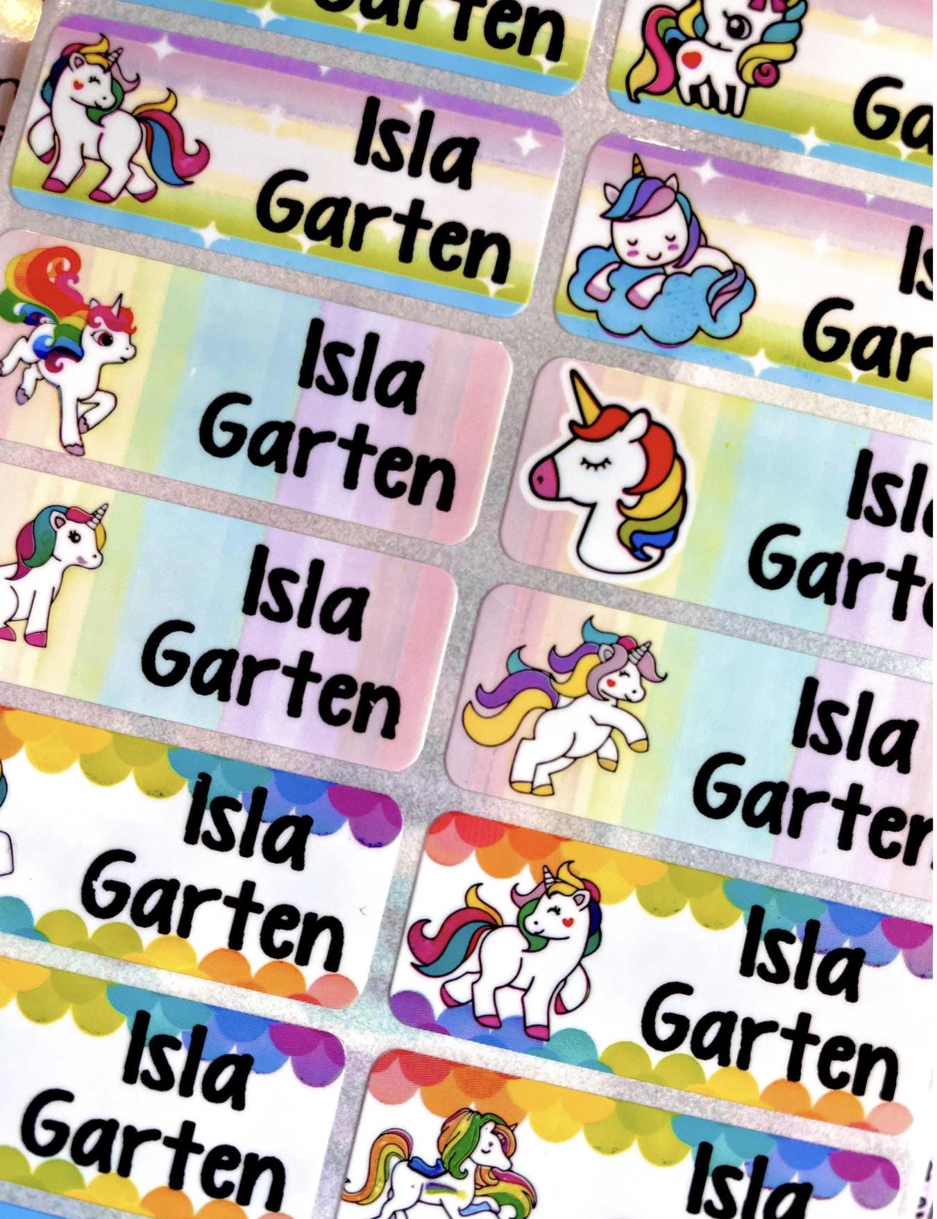 Cute  Personalized Waterproof Unicorn Name Labels
