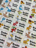 Dinosaur Name Labels: Waterproof Kids Stickers, School & Daycare