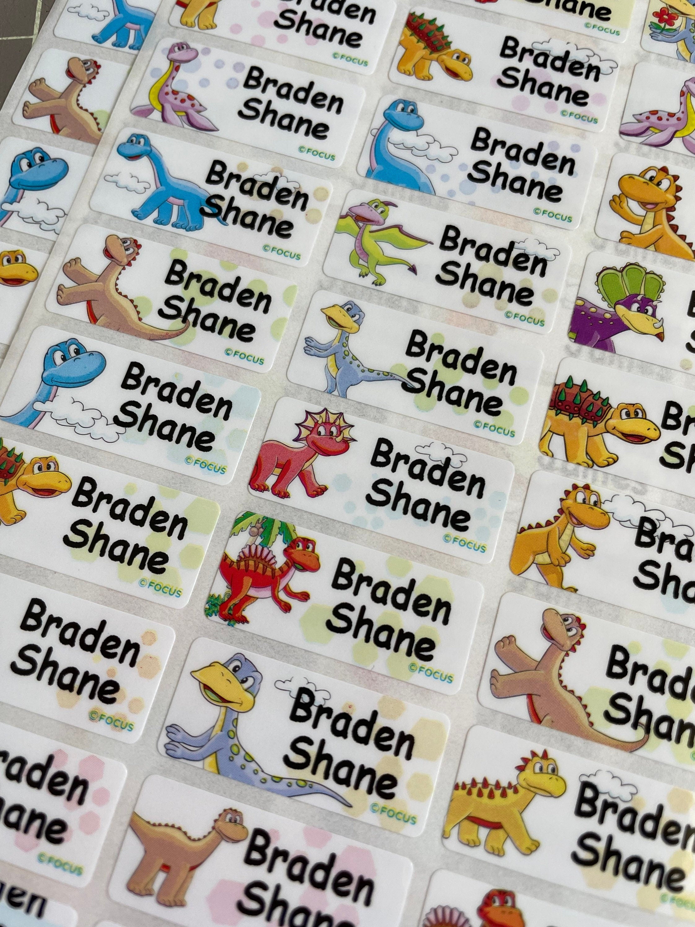 Dinosaur Name Labels: Waterproof Kids Stickers, School & Daycare