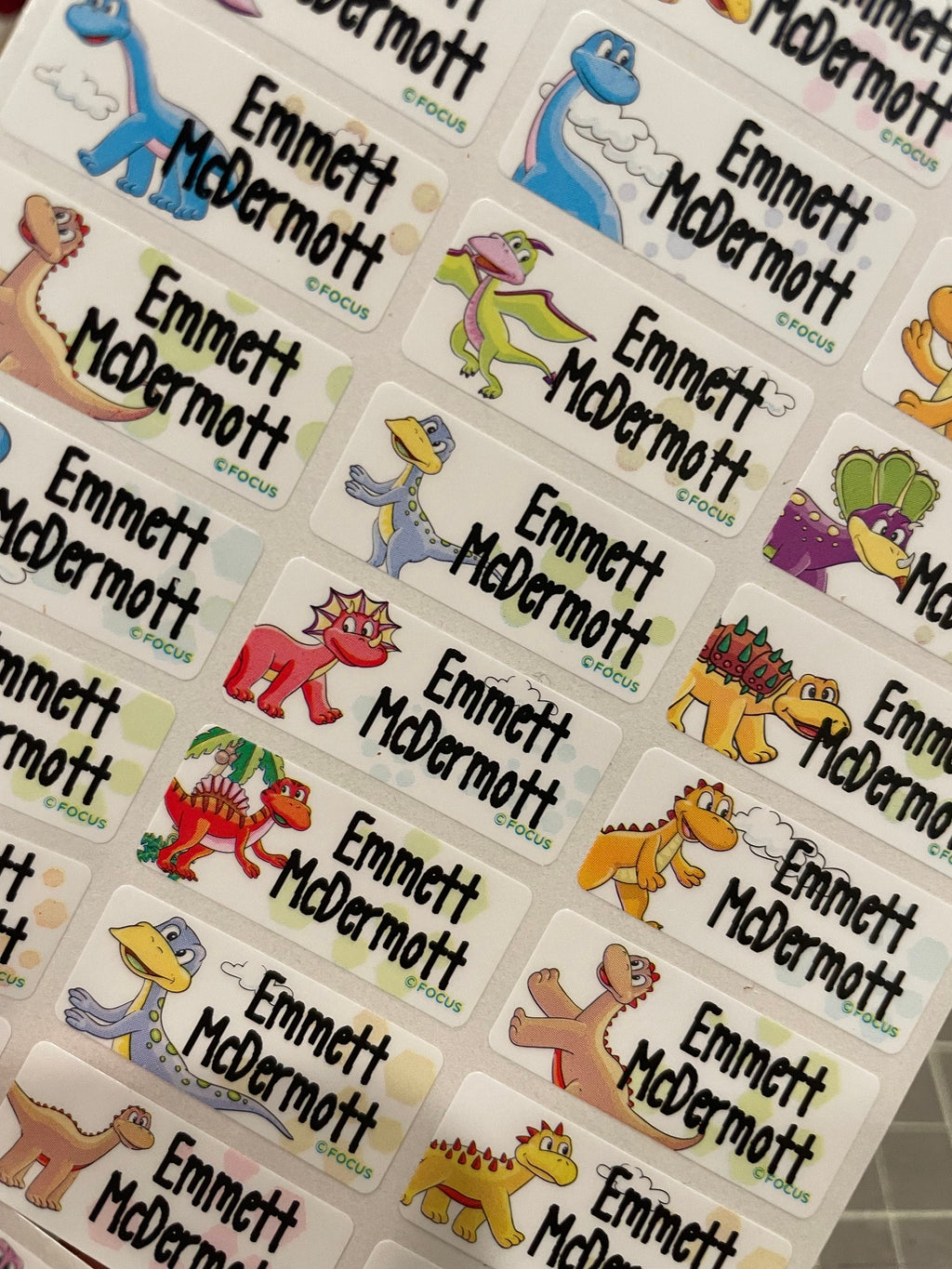 Dinosaur Name Labels: Waterproof Kids Stickers, School & Daycare