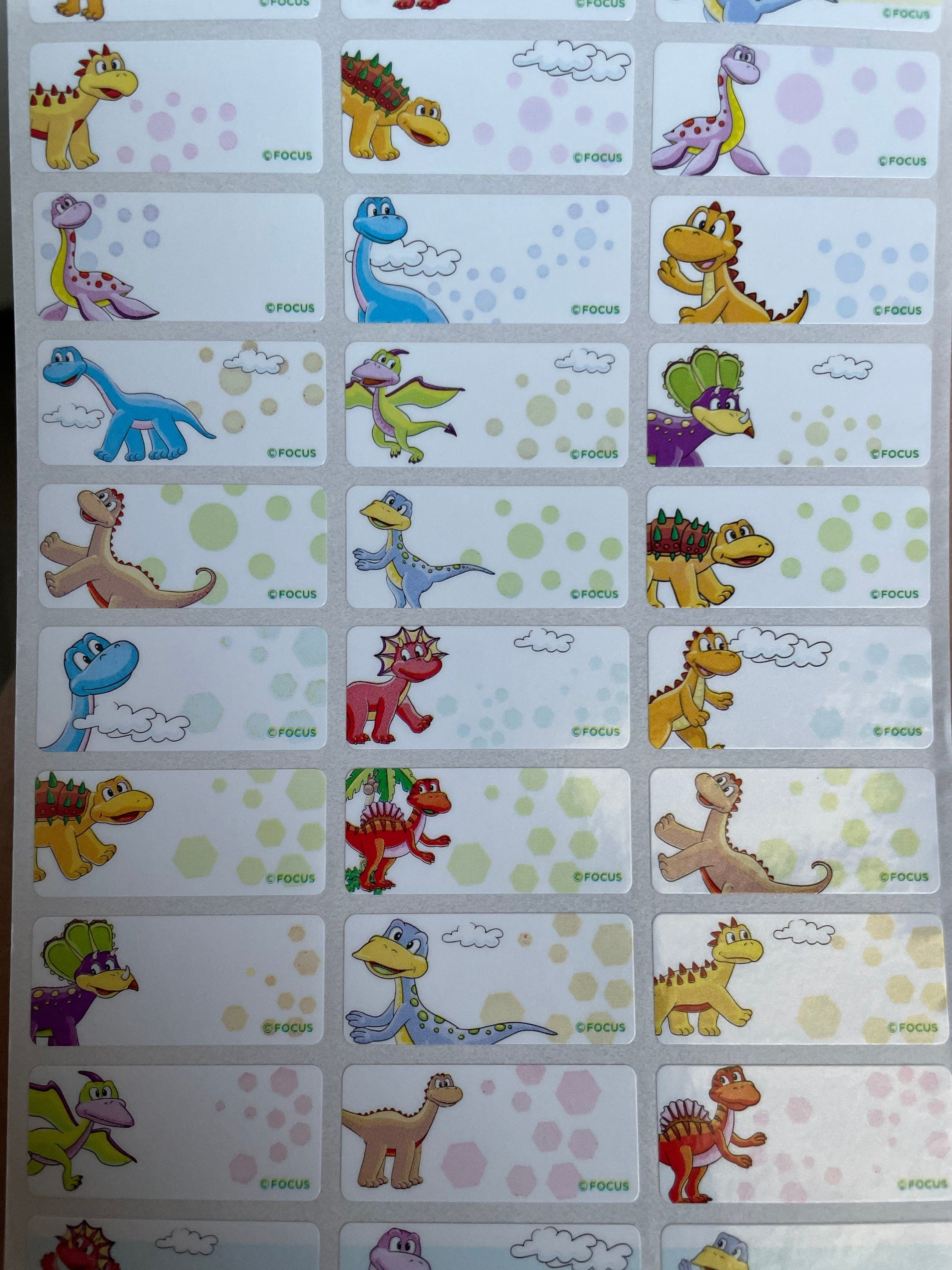 Dinosaur Name Labels: Waterproof Kids Stickers, School & Daycare