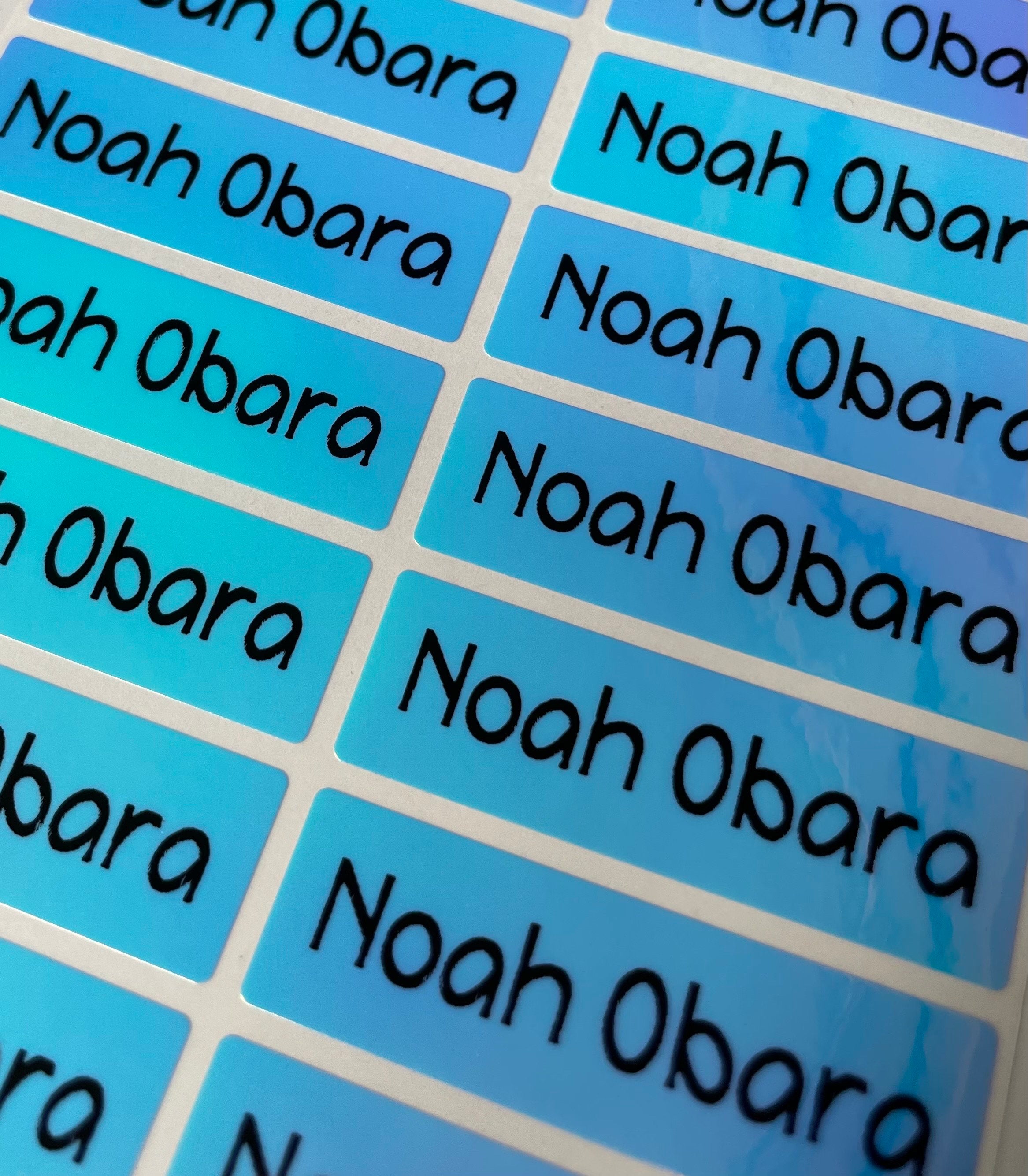 Holographic Blue Personalized Waterproof Name Labels