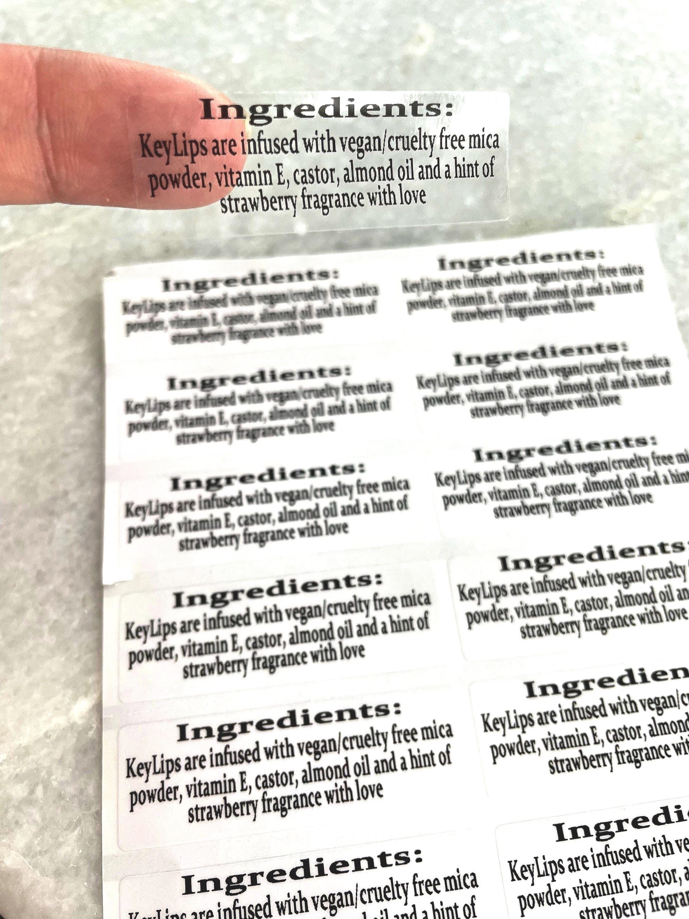 Lipgloss Custom Clear Ingredients Labels