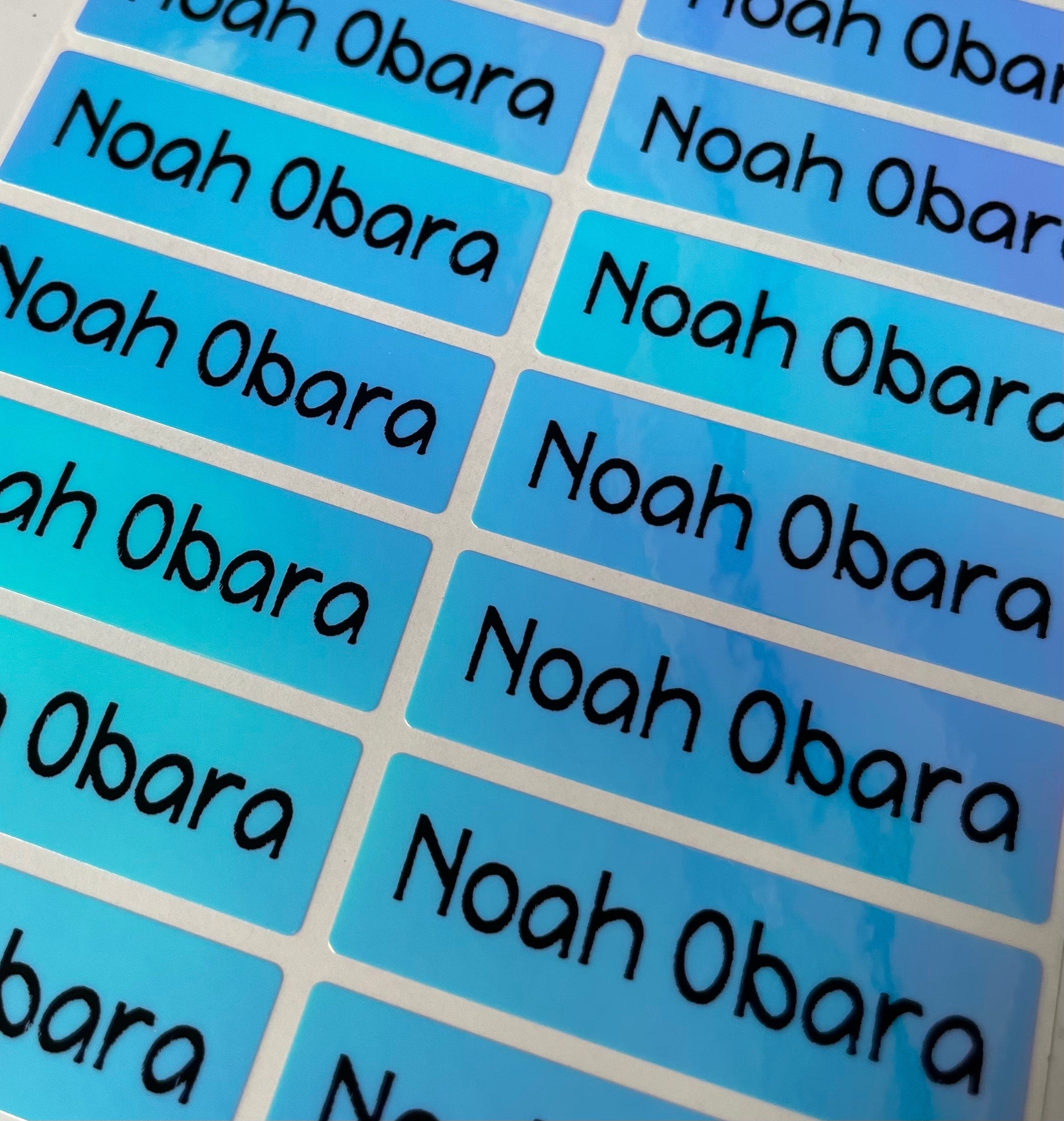 Holographic Blue Personalized Waterproof Name Labels