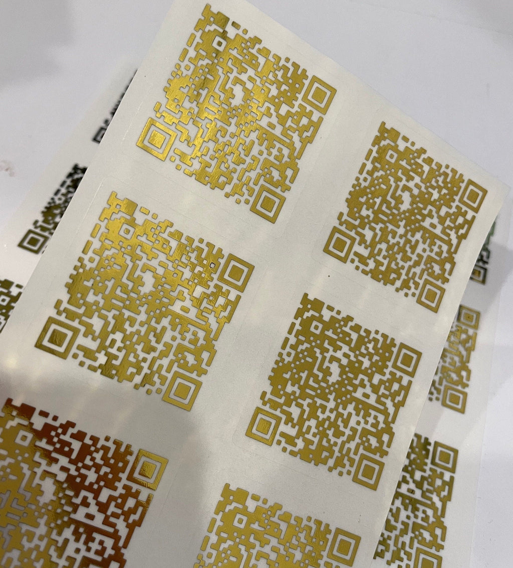 QR Code Stickers: Personalized  Metallic Foil Business & Wedding Labels