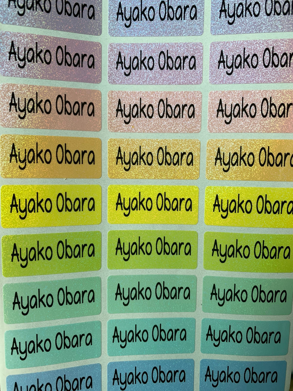 Colorful Glitter rainbow Waterproof Daycare Stickers