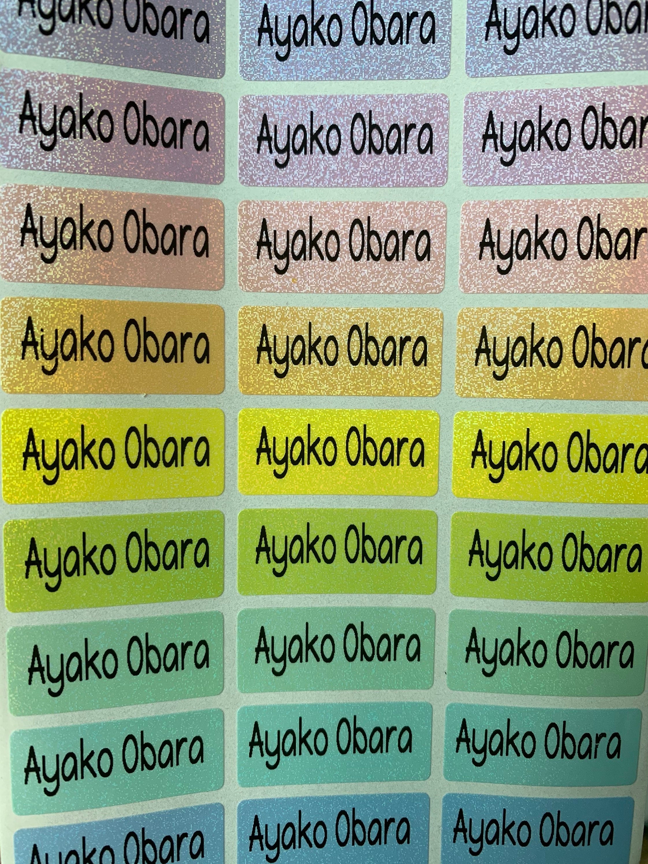 Colorful Glitter rainbow Waterproof Daycare Stickers