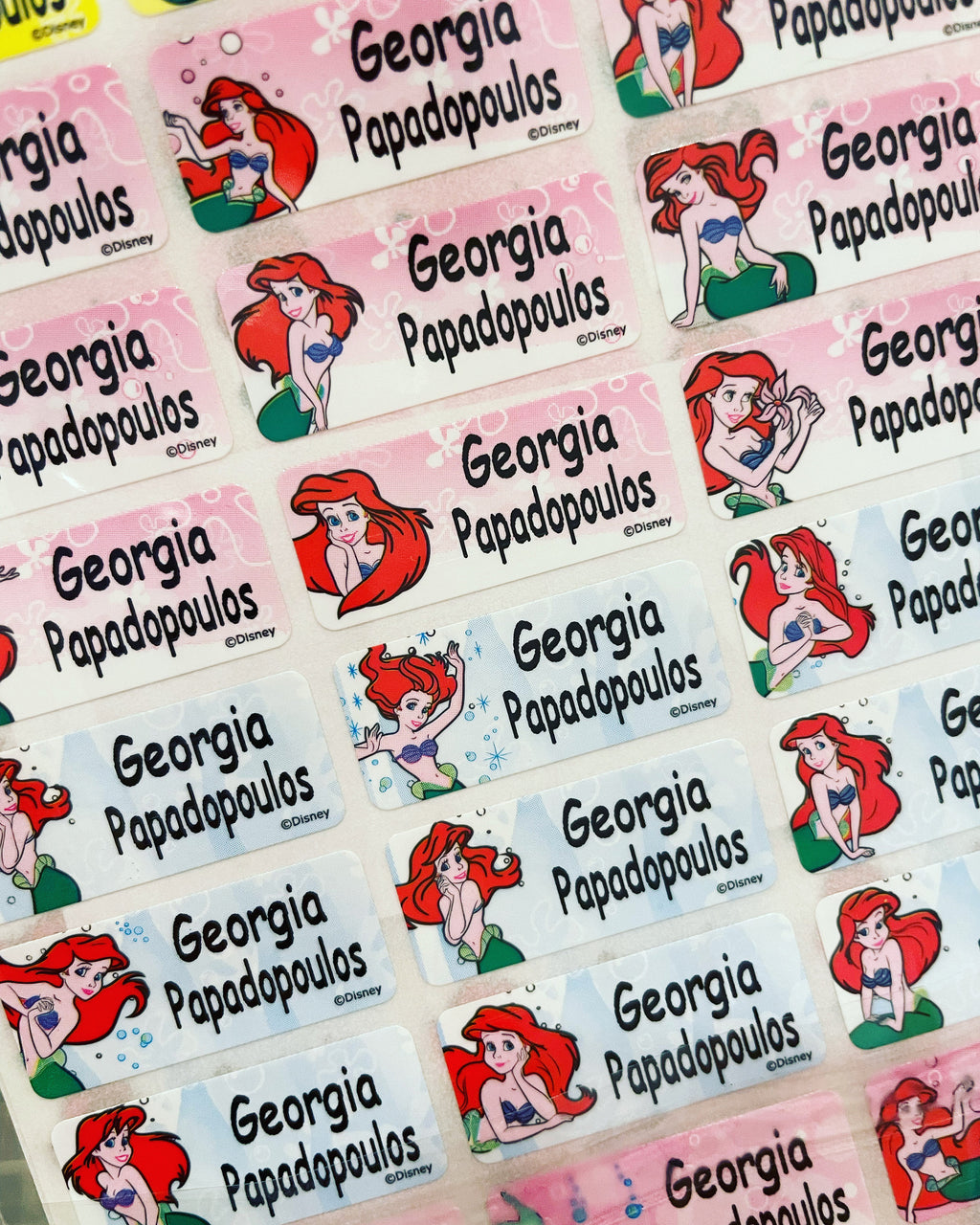 Children's the little mermaid sea  Personalized Waterproof Name Labels