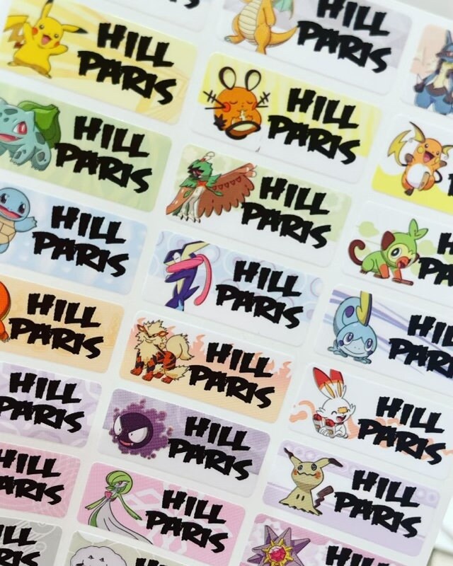 Character pokemon pikachu school  Personalized Kids Name Labels stickers medium