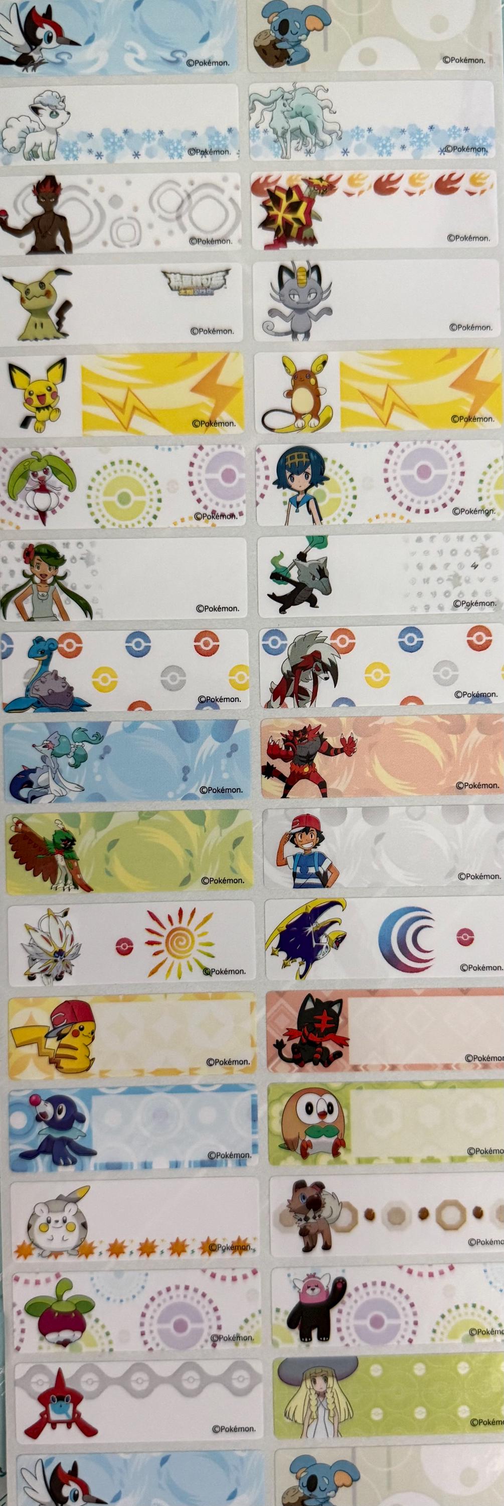 Character pokemon pikachu school  Personalized Kids Name Labels stickers long