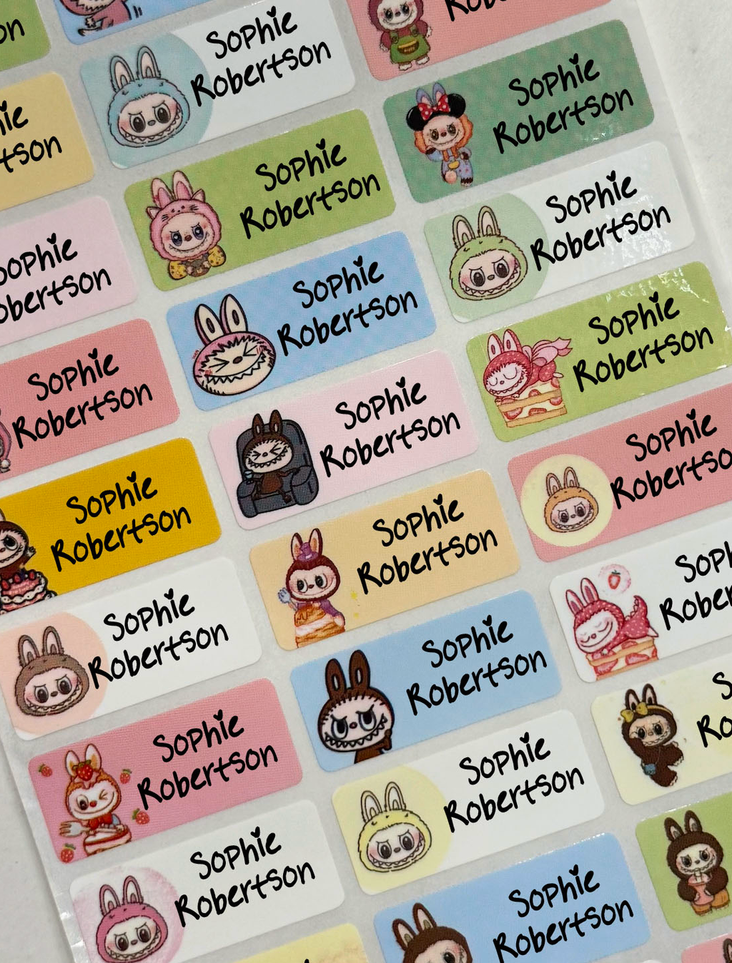 Child Labubu  Personalized Waterproof Name Labels