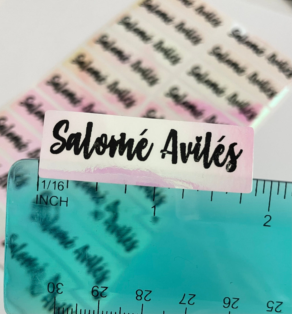 Holographic Pink Personalized Waterproof Name Labels