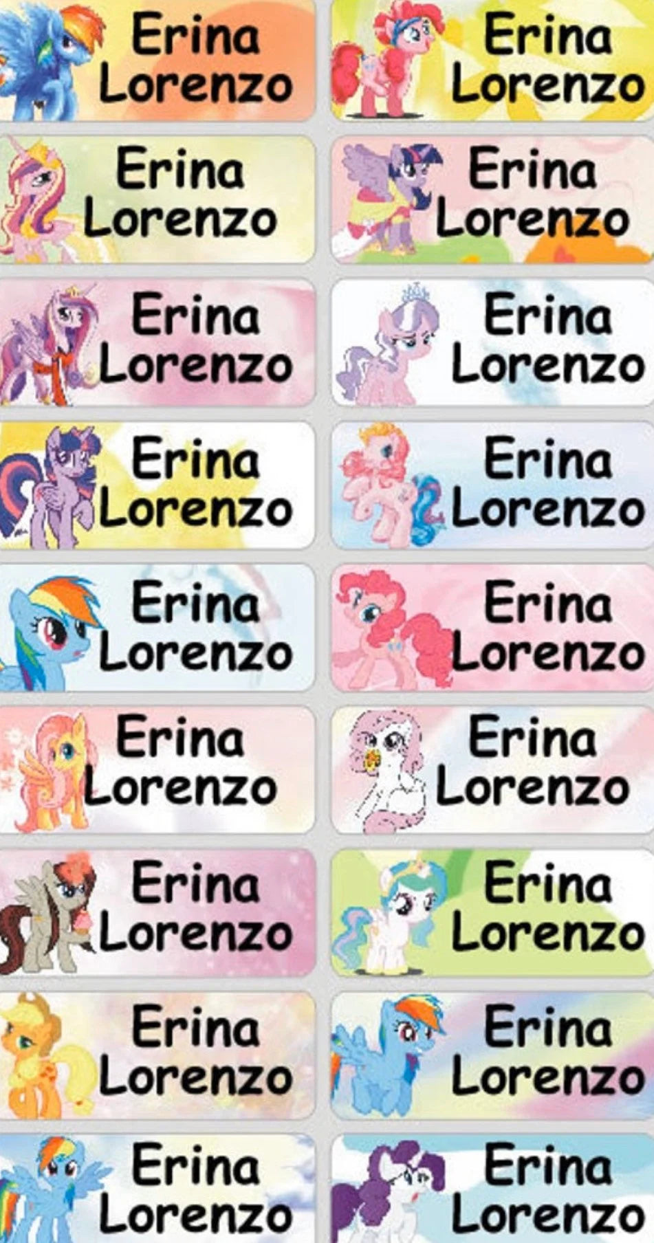 Children pony Personalized Waterproof Name Labels