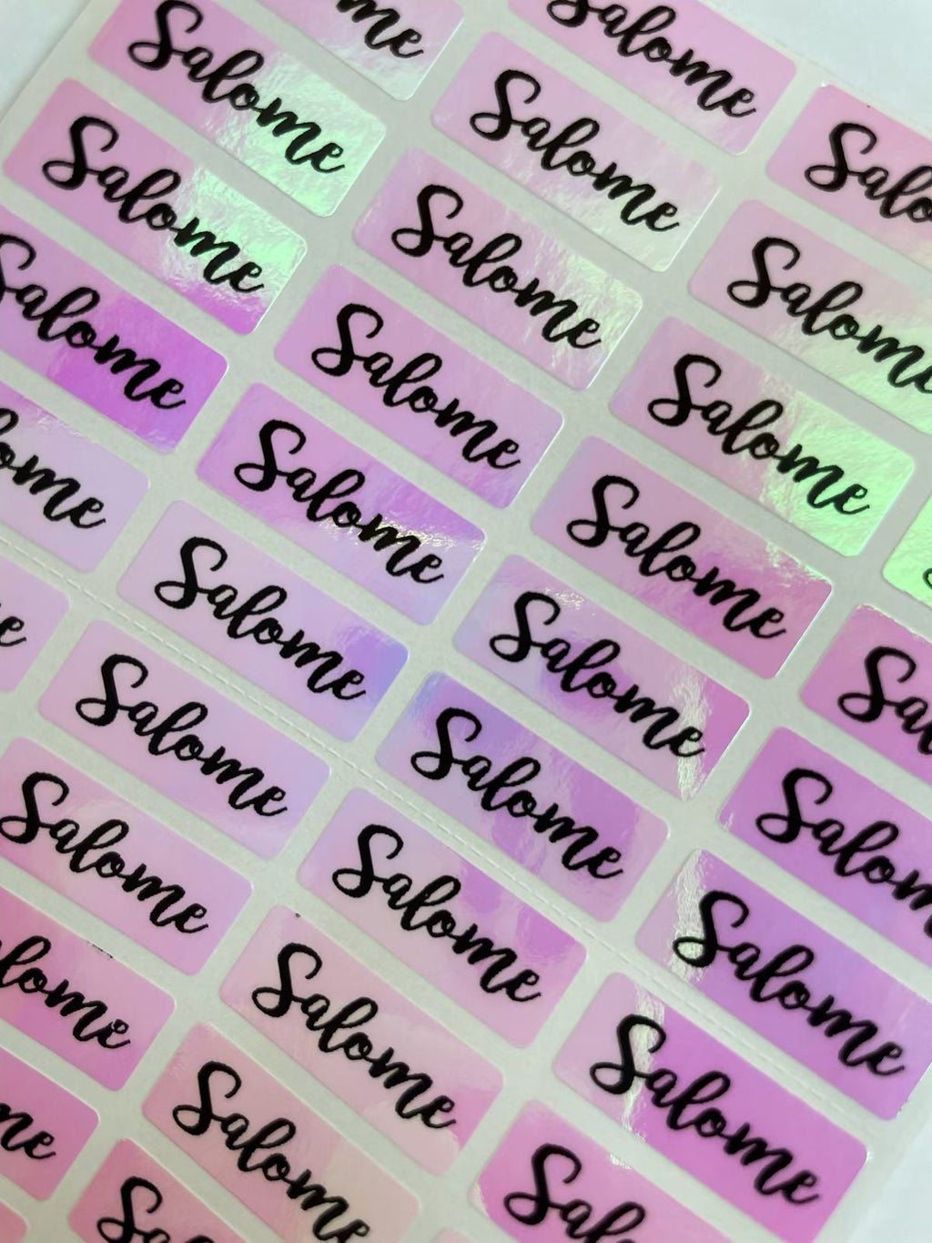 Holographic Pink Personalized Waterproof Name Labels