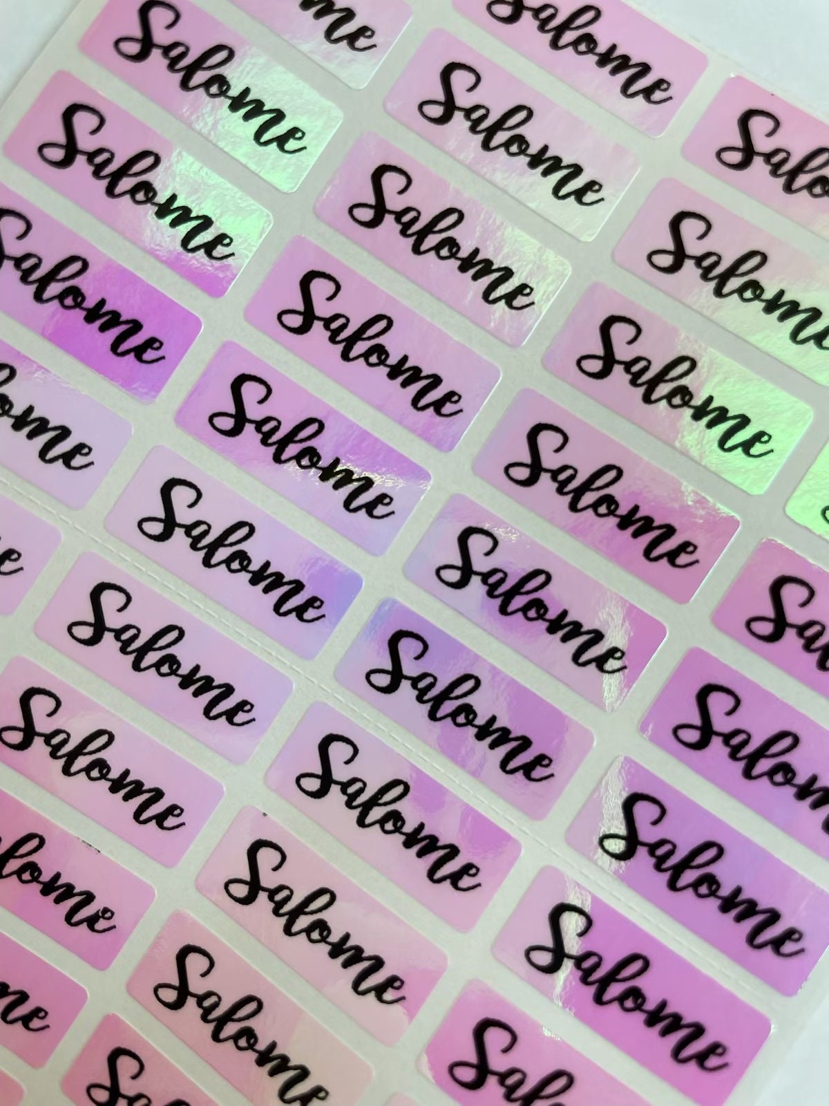 Holographic Pink Personalized Waterproof Name Labels